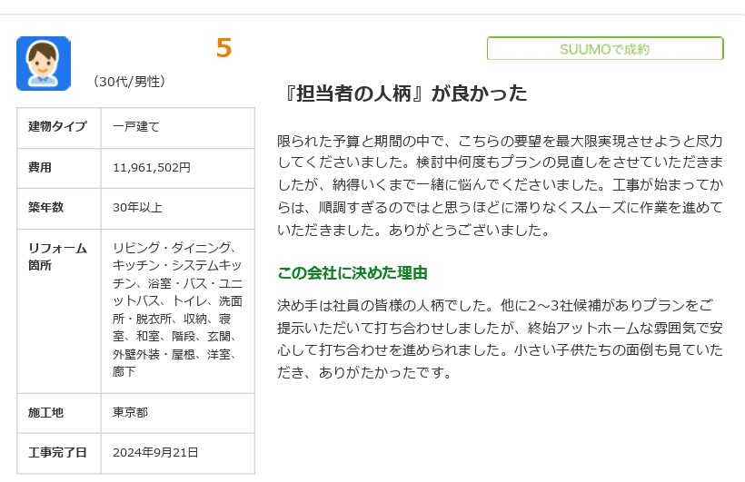 【SUUMO】株式会社　エンラージ (一級建築士事務所)のリフォームの評判・口コミ一覧 _ リフォーム_page-0001